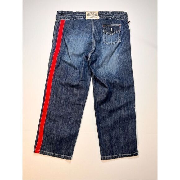 Vintage Polo Ralph Lauren Jeans Co Y2K 90's Lace Up Denim w Red Straight Size 8 - Picture 3 of 8